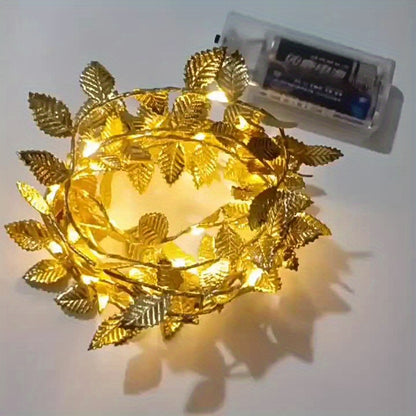 Guirlande lumineuse décorative feuilles dorées 2,78 m – Décoration intérieure festive