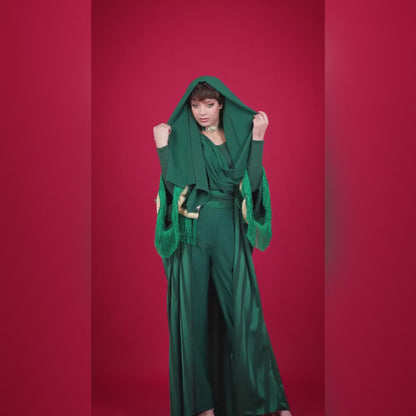 Abaya Jawhara Lkhzena – Satin Fluide avec Ceinture (Noir, Orange, Vert, Rose, Bleu)
